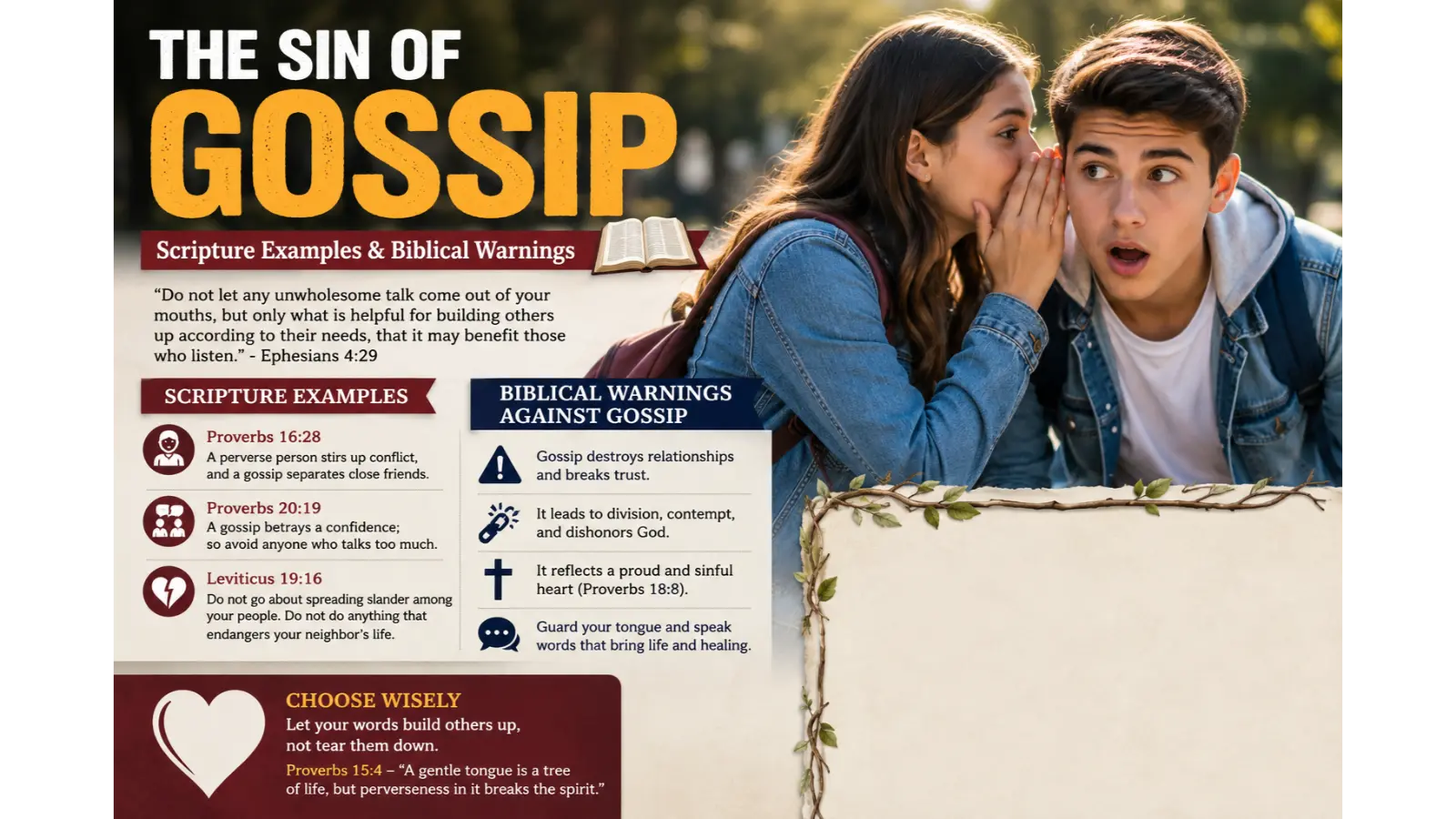 Sin of gossip scripture examples